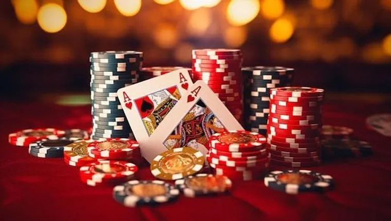 A vibrant graphic showcasing various taya365 casino games, including slot machines and card tables, with a focus on fun and winning opportunities
